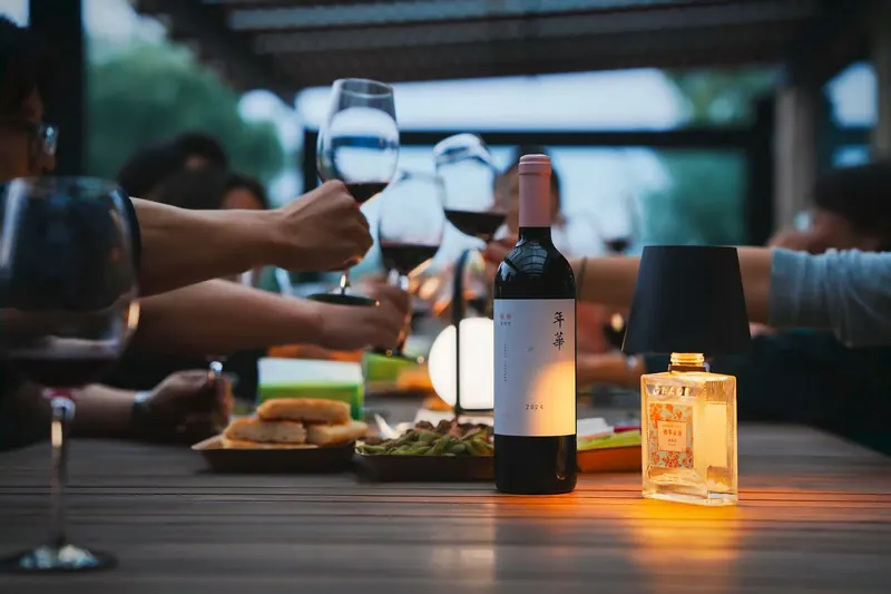 Grace Vineyard wine served at a table with food