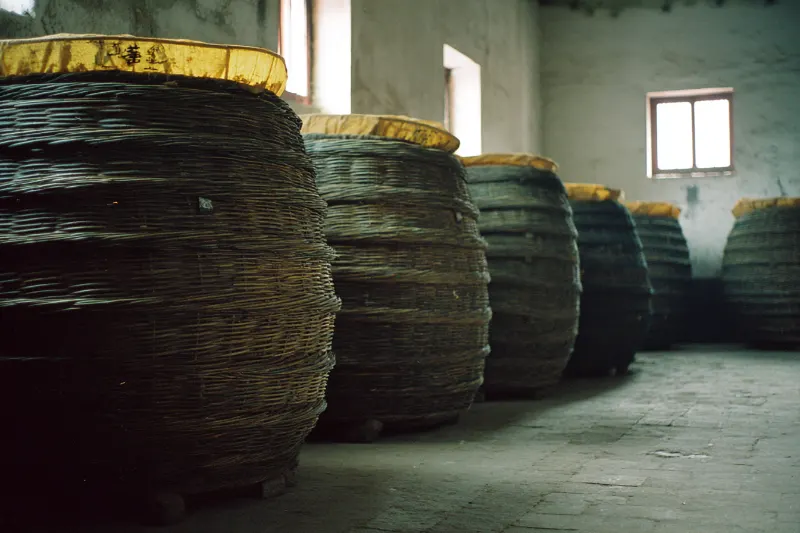 Wicker and paper 'wine seas' used to age Xifeng baijiu in Shaanxi